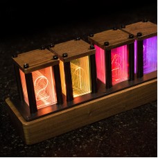 Unassembled Walnut RGB Pseudo Glow Tube Clock LED Creative Desktop Decoration Digital Clock