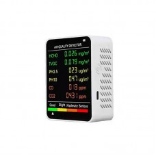 White 6 In 1 Multifunctional Intelligent Air Quality Detector with PM10 and CO Detection 100V - 240V