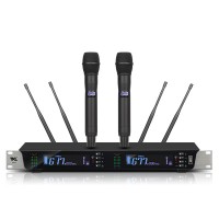TKL RX99 Professional Wireless Microphone System w/ Two Handheld Cordless Mics for Stage Performance