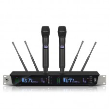 TKL RX99 Professional Wireless Microphone System w/ Two Handheld Cordless Mics for Stage Performance