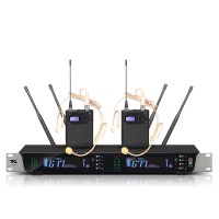 TKL RX99 Professional Wireless Headset Microphone System w/ Two Head Mics Skin Color for Performance