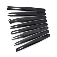 A Set of Anti-Static Black Plastic Tweezers High Quality and Precision Carbon Fiber Tweezers for Electronics Repair