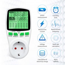 Euro-Standard Backlight Power Meter Multifunctional Power Meter Analyzer with LCD Display