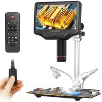 Andonstar AD407 PRO Digital Microscope with 7inch Screen and Upgrade 12.5inch Metal Base Stand for Soldering Tools