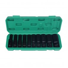 10PCS Impact Socket Set Metric Long Hex Socket Set with Plastic Storage Box for Electric Wrenches
