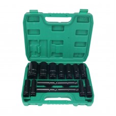 15PCS Impact Socket Set Metric Long Hex Socket Set with Plastic Storage Box for Electric Wrenches