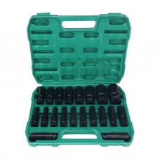 20PCS Impact Socket Set Metric Long Hex Socket Set with Plastic Storage Box for Electric Wrenches