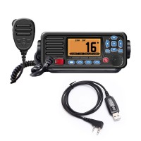 RS-509MG 25W 50KM VHF Transceiver Marine Transceiver IPX7 with Built-in GPS + Programming Cable