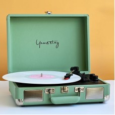 Bluetooth Vinyl Record Player with Speakers 3 Speeds (Matcha Green) for 7" 10" and 12" Vinyl Records