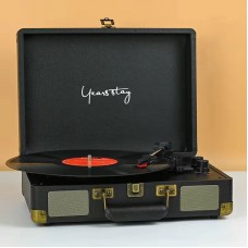 Bluetooth Vinyl Record Player with Speakers 3 Speeds (Black) for 7" 10" and 12" Vinyl Records