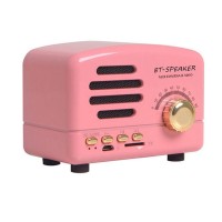 FT-BT01 5W Retro Bluetooth Speaker Mini Speaker BT-Speaker Multimedia Radio Creative Gift (Pink)