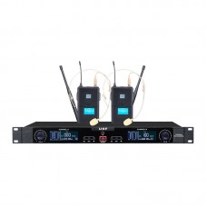 TZT U608 Professional UHF Wireless Headset Microphone System w/ 2 Head Microphones for Stage KTV