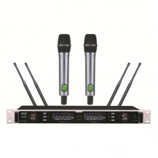 TZT SK-9900 Wireless Microphone System Cordless Microphone System with 2 Gray Handheld Microphones