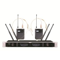 TZT SK-9900 Wireless Headset Microphone System Cordless Microphone System w/ 2 Headset Microphones