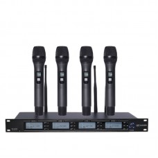 TZT U-84 Professional Wireless Microphone System Cordless Microphone System w/ 4 Black Handheld Mics