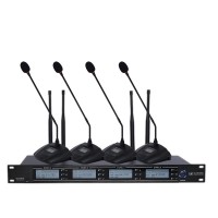 TZT U-84 Professional Wireless Microphone System Cordless Microphone System w/ 4 Gooseneck Mics