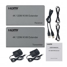 4K HDMI+USB Extender 120M 1080P HD No Delay Support USB KVM Extending Control with HDMI Loop Output