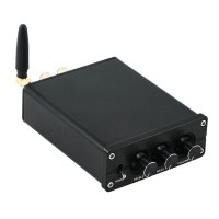 Black D100B Dual Core TPA3116 2.0 High Power HiFi Class D Digital Power Amplifier Bluetooth 5.0 with Power Adapter
