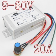 DC Motor Controller DC9 - 60V 20A PWM Speed Regulator for Brushed DC Motor without Forward and Reverse Switch