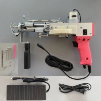 Pink Handheld Tufting Machine Electric Carpet Tufting Gun Tool w/ Gear Cover for Loop Pile Cut Pile