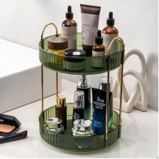 2-Tier Makeup Organizer 360° Rotating Makeup Shelf Organizer Kitchen Bathroom Organizer Dark Green