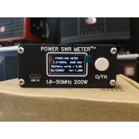 1.6-50MHz 200W Power SWR Meter Pro HF PWR SWR Meter with 1.29 Inch OLED Digital Display Screen