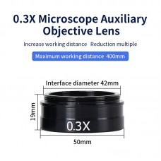 0.3X 0745 Barlow Lens Industrial Microscope Camera Objective Lens for XDS-10A 120X/180X/300X Lens