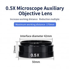 0.5X 0745 Barlow Lens Industrial Microscope Camera Objective Lens for XDS-10A 120X/180X/300X Lens