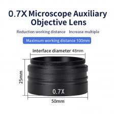 0.7X 0745 Barlow Lens Industrial Microscope Camera Objective Lens for XDS-10A 120X/180X/300X Lens