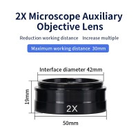 2X 0745 Barlow Lens Industrial Microscope Camera Objective Lens for XDS-10A 120X/180X/300X Lens