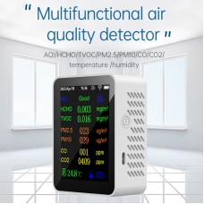 9-in-1 Air Quality Detector Monitor (White) for AQI/HCHO/TVOC/PM2.5/PM10/CO/CO2/Temperature/Humidity