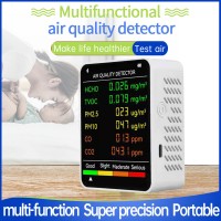 6-in-1 Air Quality Detector Wall Mounted Air Quality Monitor (White) for PM2.5 PM10 CO CO2 HCHO TVOC