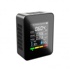 PG-L58 5-in-1 Air Quality Detector Air Quality Monitor Black for CO2 HCHO TVOC Temperature Humidity