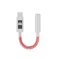 JCALLY JM6E Red Digital Type-C Audio Adapter Cable with 44.1/48/96/192/284kHz Sampling Rate Indicator
