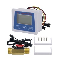 Electronic Intelligent Water Flow Meter 1/2” External Thread Digital Display Flow Sensor with M8 Temperature Probe