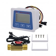 Electronic Intelligent Water Flow Meter 1/2” External Thread Digital Display Flow Sensor with M8 Temperature Probe