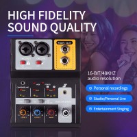 F-2A 2-Channel Recording Console Audio Mixer Mixing Console USB External Sound Card for Karaoke DJ