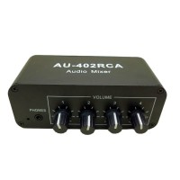 AU-402RCA Audio Mixer Audio Distributor Four Inputs Two Outputs for 3.5MM Headphones Audio Devices