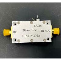 10MHz - 6GHz Bias Tee with CNC Case Wideband RF Feeder DC Block SMA Female Connector for Wideband Amplifier