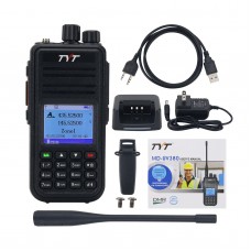 TYT MD-UV380 5W 5KM VHF UHF DMR Transceiver Walkie Talkie Handheld Transceiver w/ Programming Cable