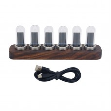 D'ESIGN IPS RGB LED Music Spectrum Pseudo Glow Tube Rhythm Light Alarm Clock with Black Walnut Base