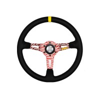 ULTRA JPN UJ-04 RED BLACK SUEDE Steering Wheel Original Racing Wheel Game Accessory for MOMO