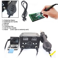 8582D 750W 2 in 1 Hot Air Gun & Soldering Iron Station with Digital Display Support Automatic Sleep