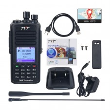 TYT MD-UV390 5W DMR Transceiver VHF UHF IP67 Waterproof Walkie Talkie with Programming Cable GPS