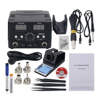 8582D 750W 2 in 1 Hot Air Gun & Soldering Iron Station Set w/ Dual Display Supports Automatic Sleep