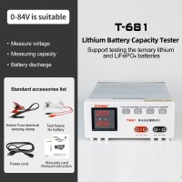 T-681 0-84V Lithium Battery Capacity Tester Multi-function Tester with High Definition Digital Display Screen