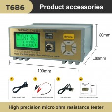 T-686 Low Internal Resistance Tester High Precision Micro Ohm Resistance Measurement Analyzer with 2.4-inch LCD Screen