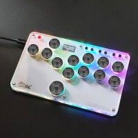 13-Button Sallybox Arcade Controller Mini Fight Stick Game Controller with Black Keycaps for Hitbox