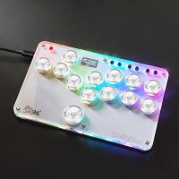13-Button Sallybox Arcade Controller Mini Fight Stick Game Controller with White Keycaps for Hitbox
