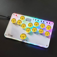 13-Button Sallybox Arcade Controller Mini Fight Stick Game Controller with Yellow Keycaps for Hitbox